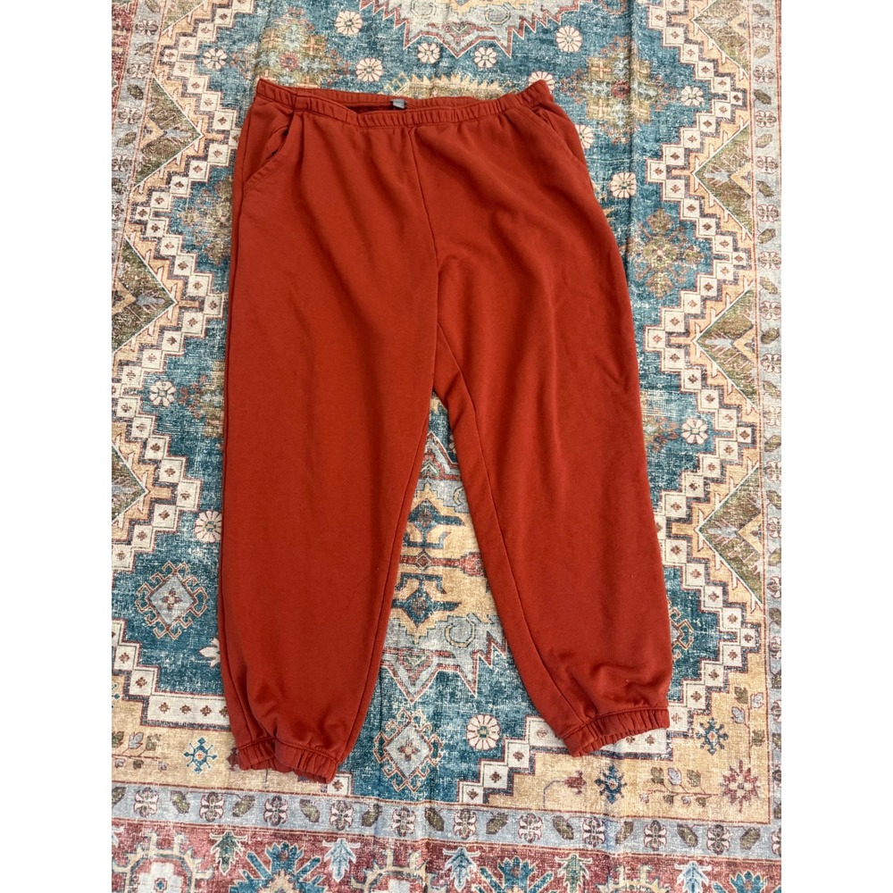 Aerie Women XL Rust Orange Fleece Lined Jogger Sweatpants Pockets‎ Loungewear